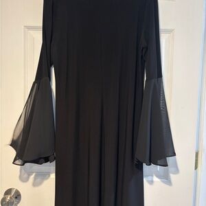 R&M Richards Black Sheath Dress with Long Bell Sleeves for Cocktail